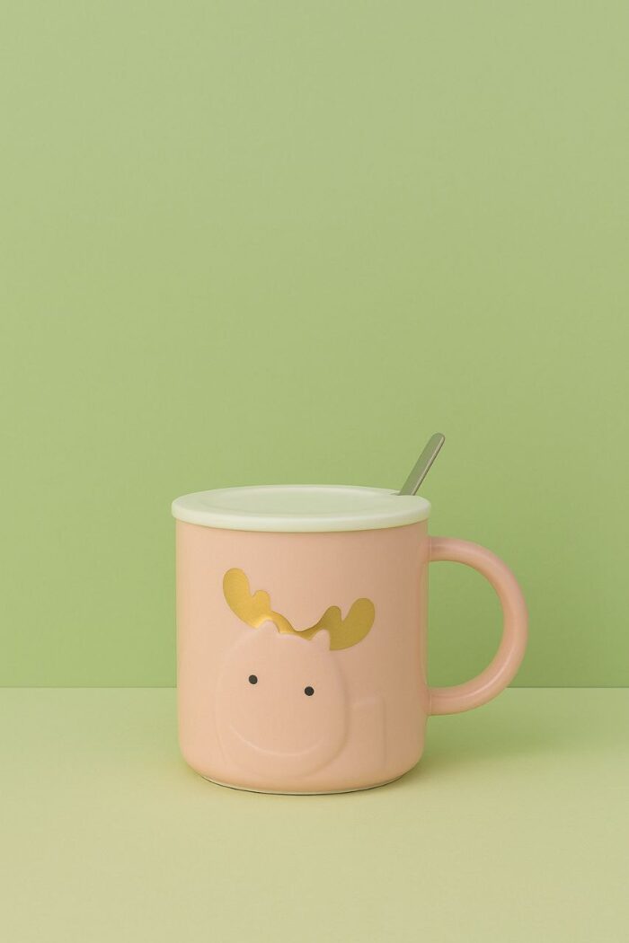 ماگ طرح گوزن با قاشق استیل - Image 2