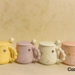 ماگ نگین‌دار درب‌دار با قاشق مروارید