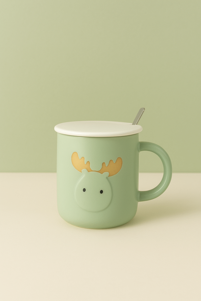 ماگ طرح گوزن با قاشق استیل - Image 3