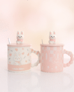 ماگ در دار طرح خرگوش با قاشق استیل شیک و فانتزی