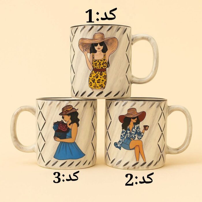 ماگ کنده کاری طرح دخترانه - تصویر 4