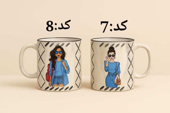 ماگ کنده کاری طرح دخترانه - تصویر 3