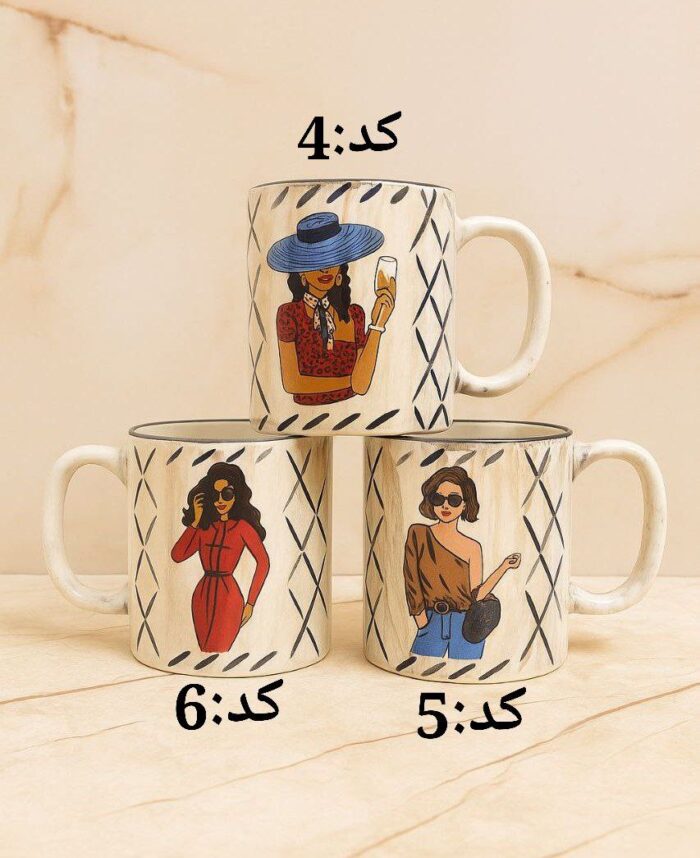 ماگ کنده کاری طرح دخترانه - تصویر 2