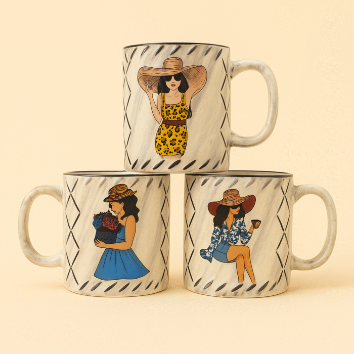 ماگ کنده کاری طرح دخترانه - Image 3