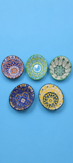کاسه سفالی نقاشی شده طرح سنتی